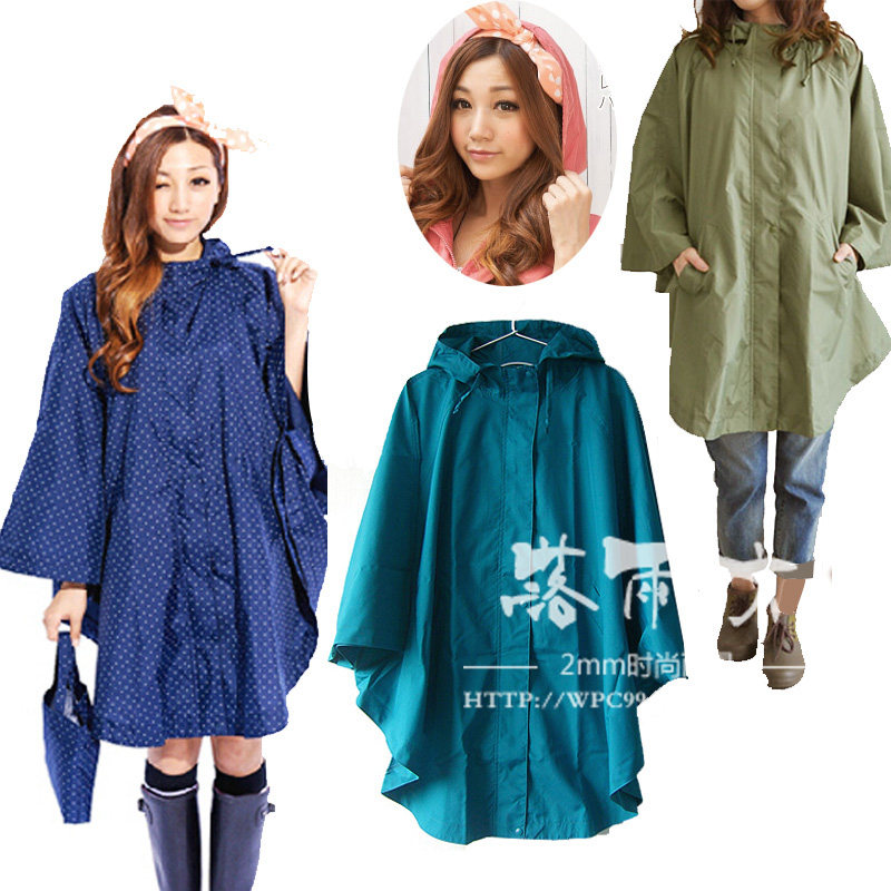 日本时尚女士韩国骑车斗篷雨衣