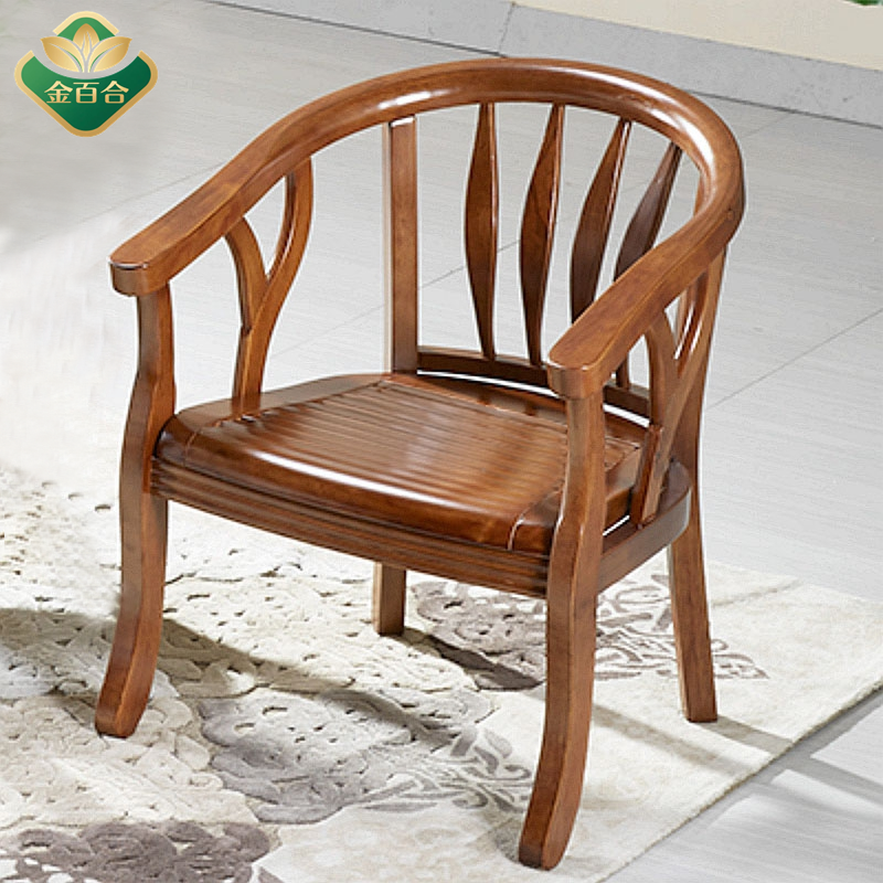 实木单人围椅家用阳台沙发椅子扶手卧室老人简约休闲椅酒店小圈椅