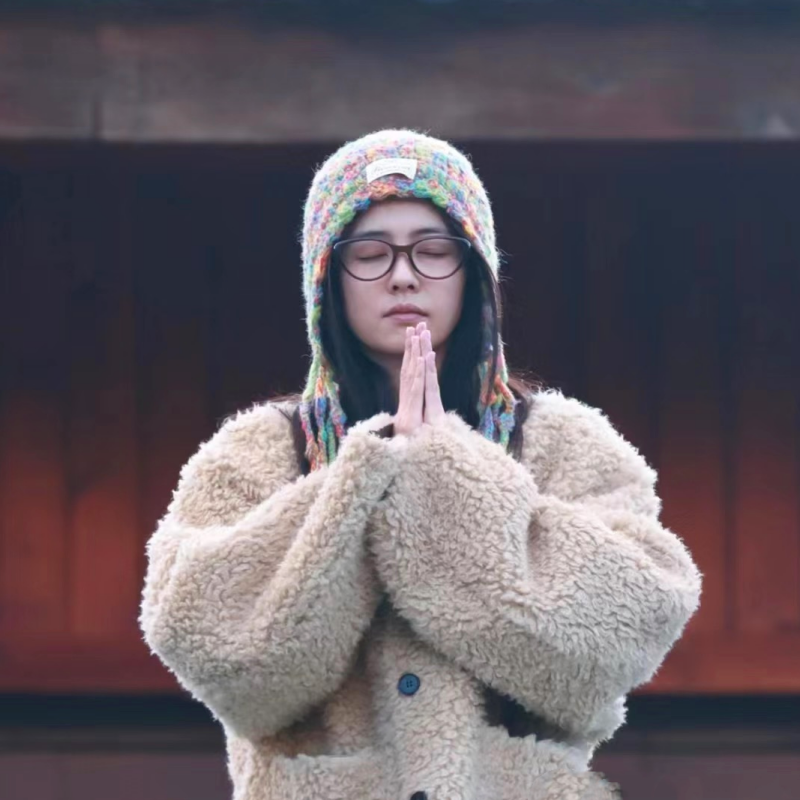 针织毛线帽女秋冬彩色系带雷锋帽