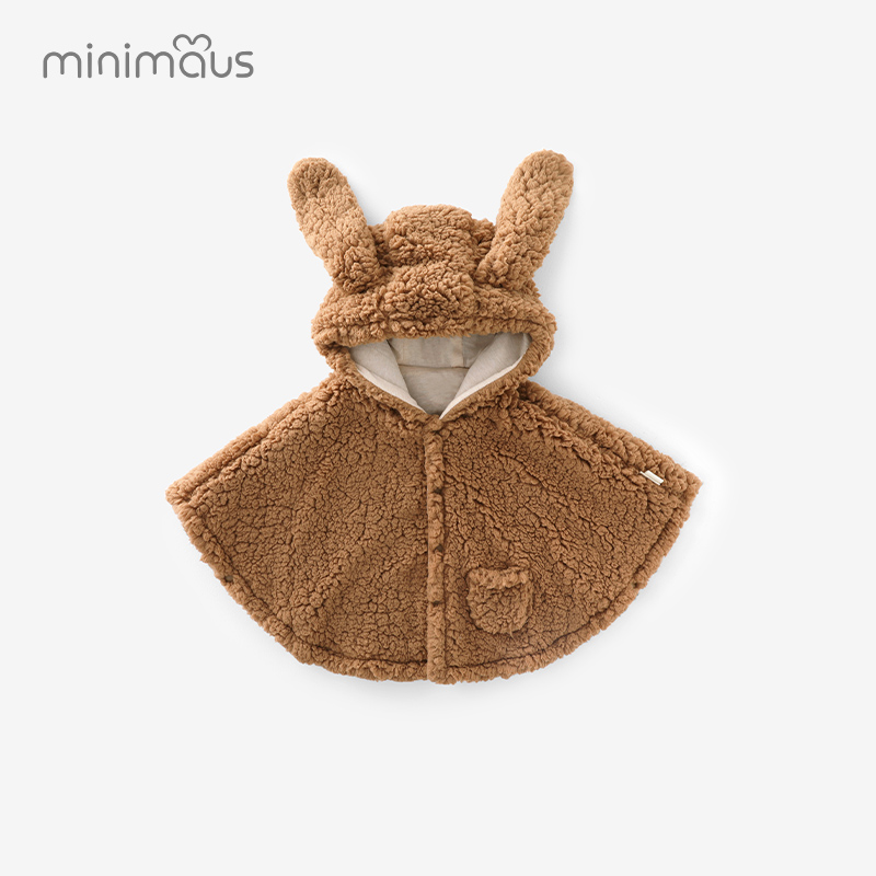 男女宝宝仿羊羔绒斗篷婴幼儿连帽