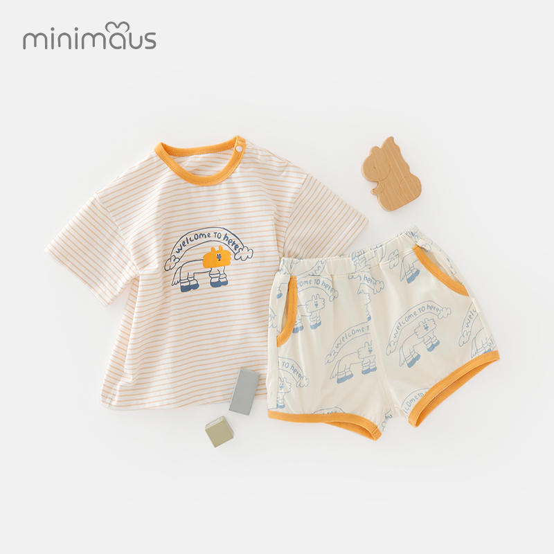 安琪小鼠宝宝T恤套装纯棉短袖