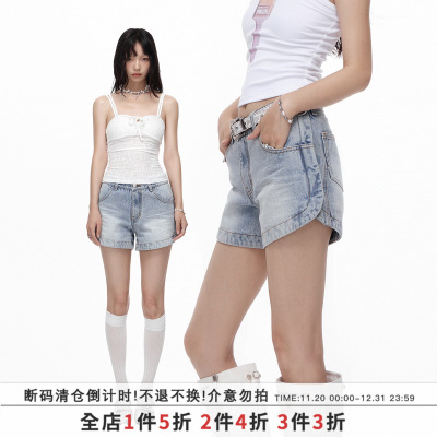 SUMIYAKI立体牛仔短裤