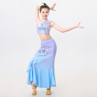 儿童傣族舞演出服彩云之南舞台表演服装幼儿包臀形体古典舞鱼尾裙