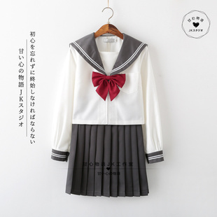 原创JK制服基础款灰二本水手服学院风日本正统学生校班中间服套装