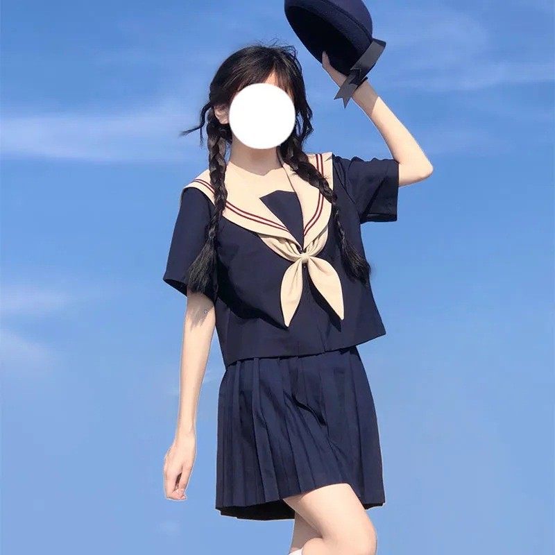 日系新款jk制服裙正版基础款奶茶色中间服水手服学院风秋冬套装