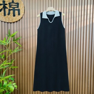 【多股织造工艺】大码春秋无袖长裙法式连身裙针织连衣裙女款裙子