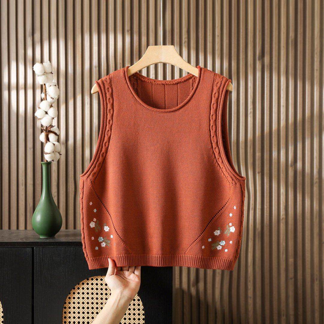 大码棉线针织马甲女款2026新款秋冬宽松毛衣背心外搭马夹坎肩叠穿