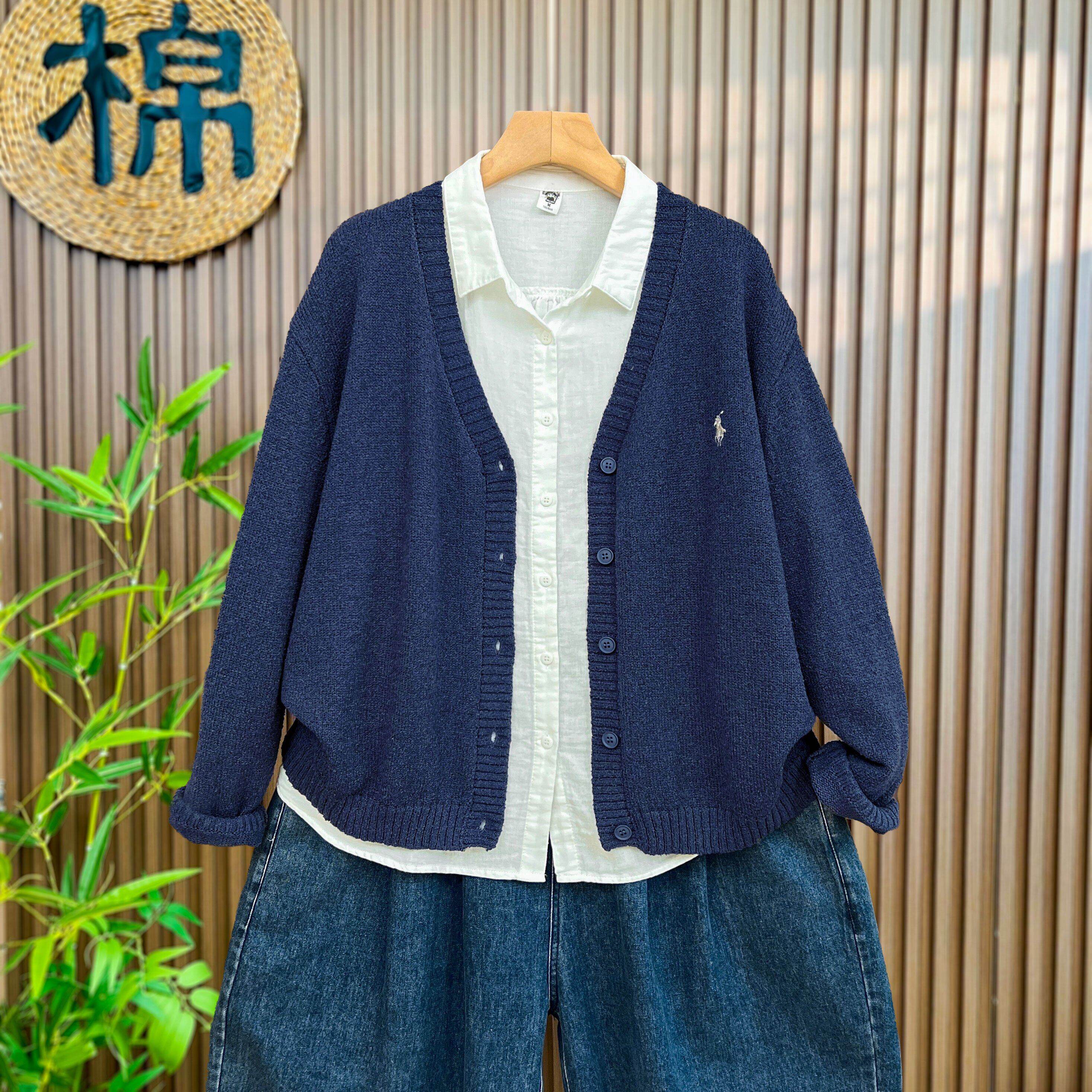 【多股织造工艺】秋冬棉线针织开衫气质女长袖毛衣外套设计感上衣