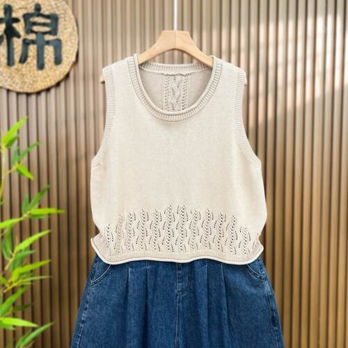 大码春秋减龄针织马甲女外搭