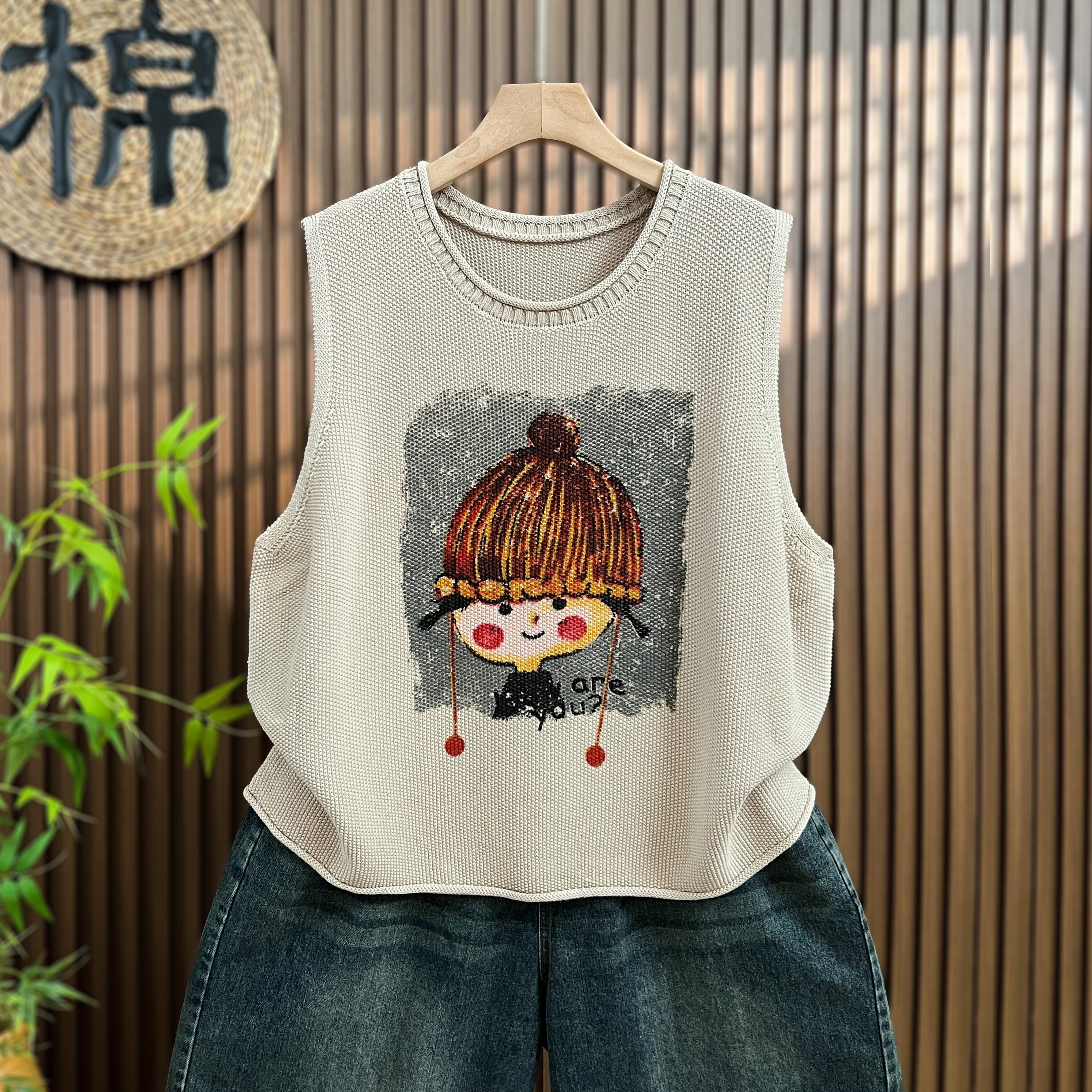 爆款女针织棉马甲外搭无袖背心