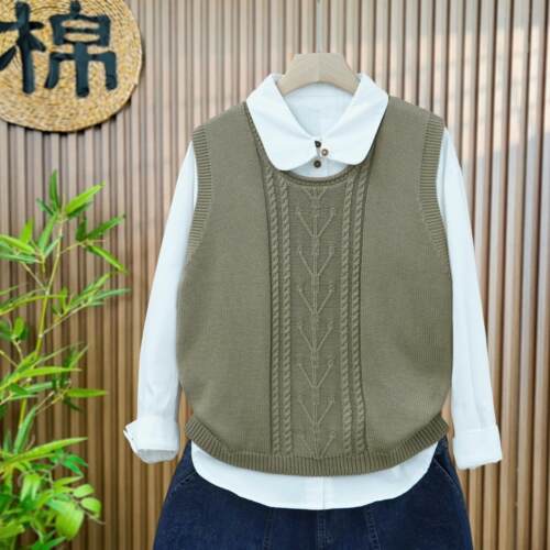 【双股纱线编织】新款针织马甲背心女春秋季宽松马夹无袖外搭叠穿