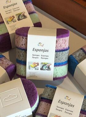 出口3个葡萄夹心清洁海绵擦加厚高密度双面厨房百洁布吸水刷碗