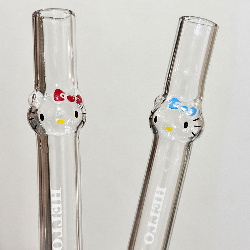 哈喽Kitty猫玻璃吸管高硼硅可爱少女心透明奶茶咖啡饮料耐高温