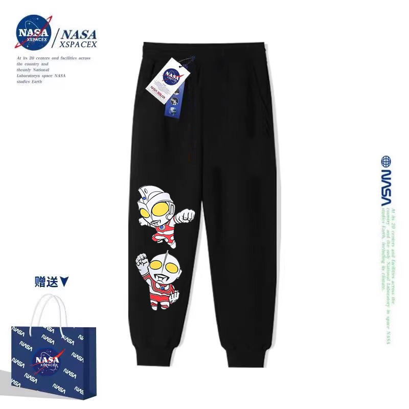 NASA儿童奥特曼松紧裤子洋气男童2024新款秋冬中大童装百搭运动裤