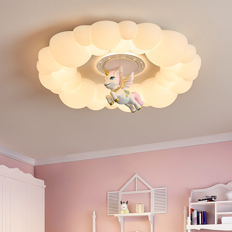 全光谱护眼奶油儿童房间吸顶灯女孩独角兽创意个性约简时尚卧室灯