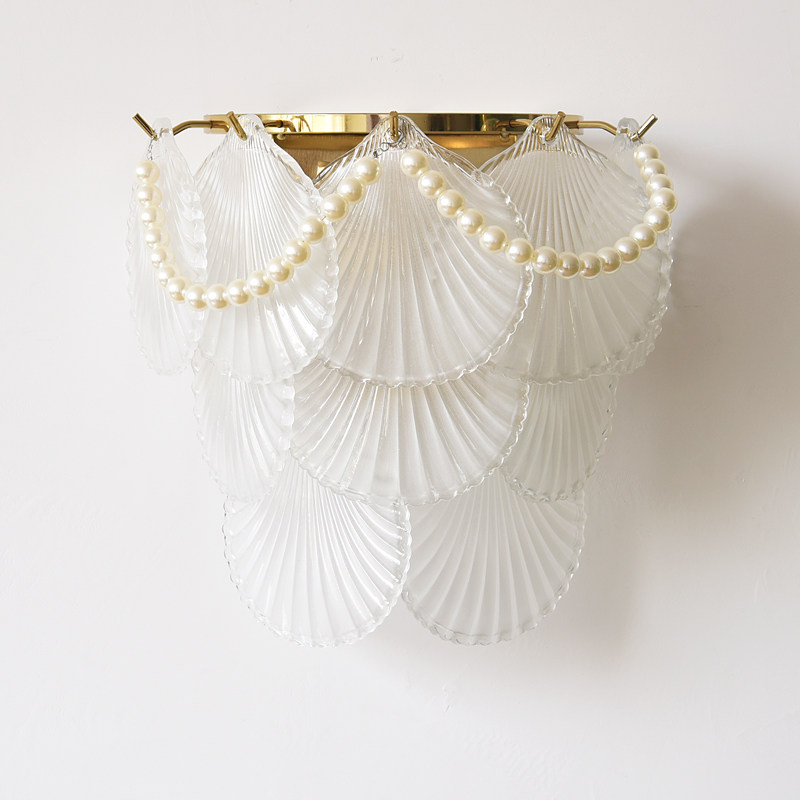 法式轻奢玻璃珍珠壁灯欧式简约大气客厅卧室床头墙灯创意过道装饰