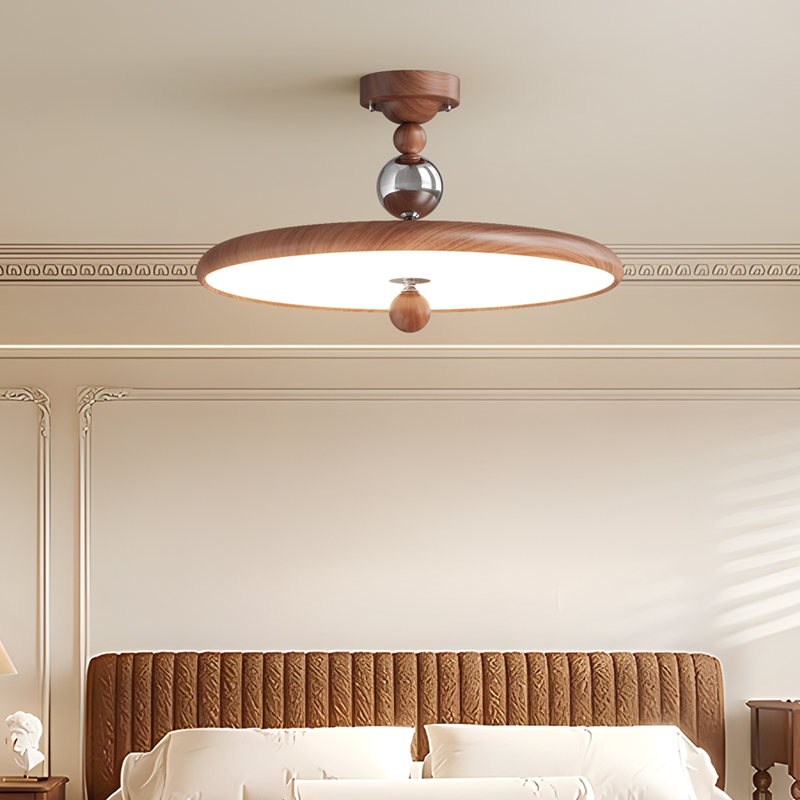 日式简约吸顶灯全光谱护眼卧室书房间创意民宿胡桃木复古中古灯具