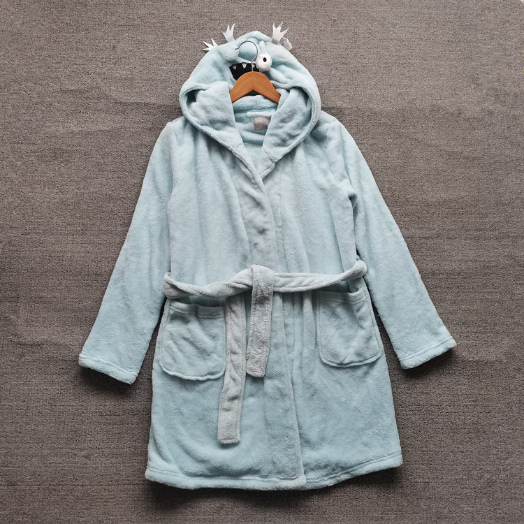 外贸原单出口欧美女士少女款卡通秋冬季法兰绒浴袍睡袍家居服