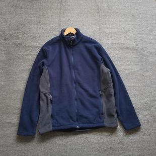 摇粒绒立领拼色宽松抓绒衣外套大码 外贸原单出口欧美男士 春秋冬季