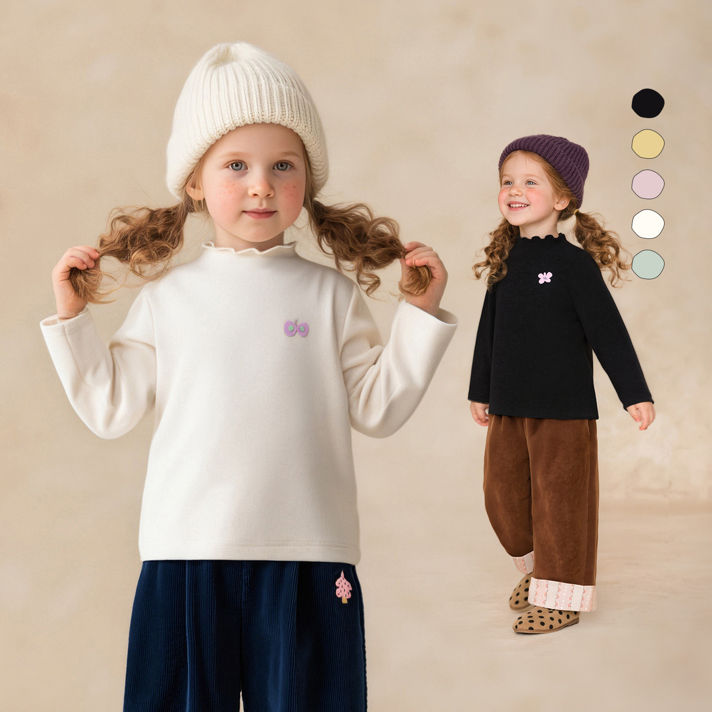 【绵羊毛】25年冬季新款女童撞色开衫毛衣儿童时尚外搭