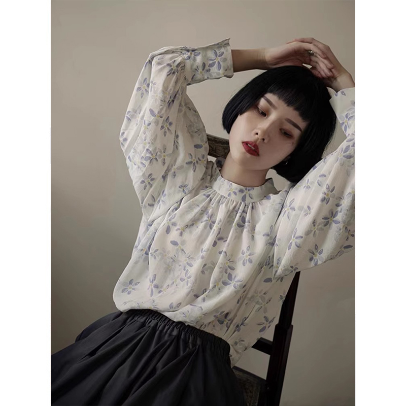  Shirt, floral print+L  