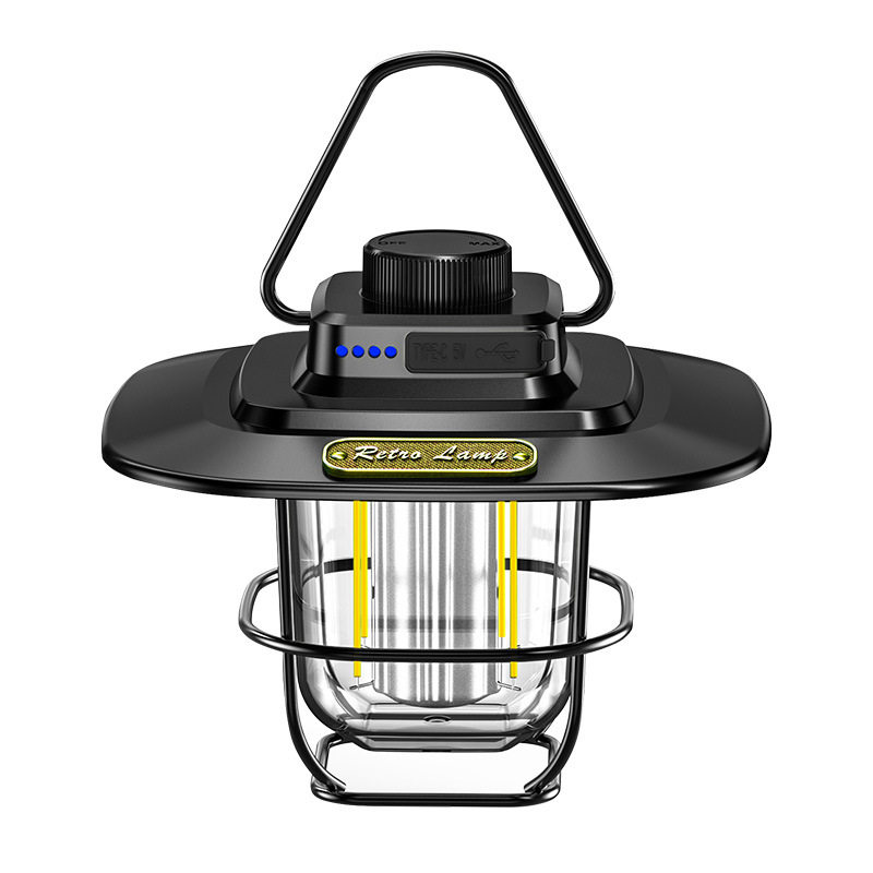 跨境新款复古手提马灯 便携帐篷野营灯多功能充电户外露营led应急