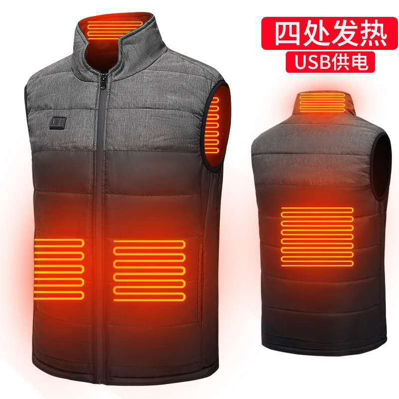 充电加热智能电热背心男女款双控马甲USB发热马夹四处发热服马甲