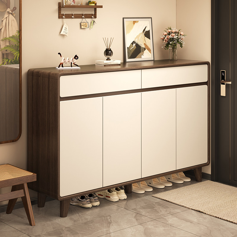 实木圆角鞋柜家用门口2025新款入户新中式靠墙一体玄关收纳柜鞋架,住宅家具,鞋柜,淘宝优惠券,粉丝福利购,淘宝优惠卷