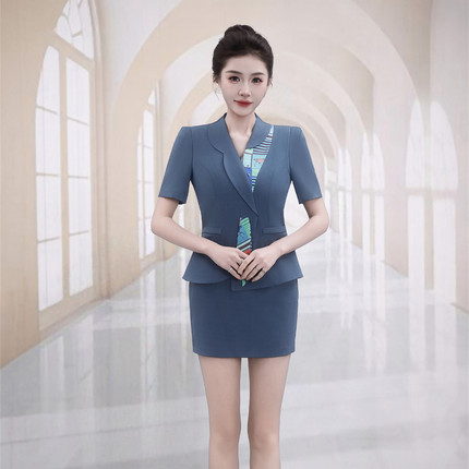 夜场dj酒店服务员职业装女夏季短袖KTV包房公主服修身浅色系套装
