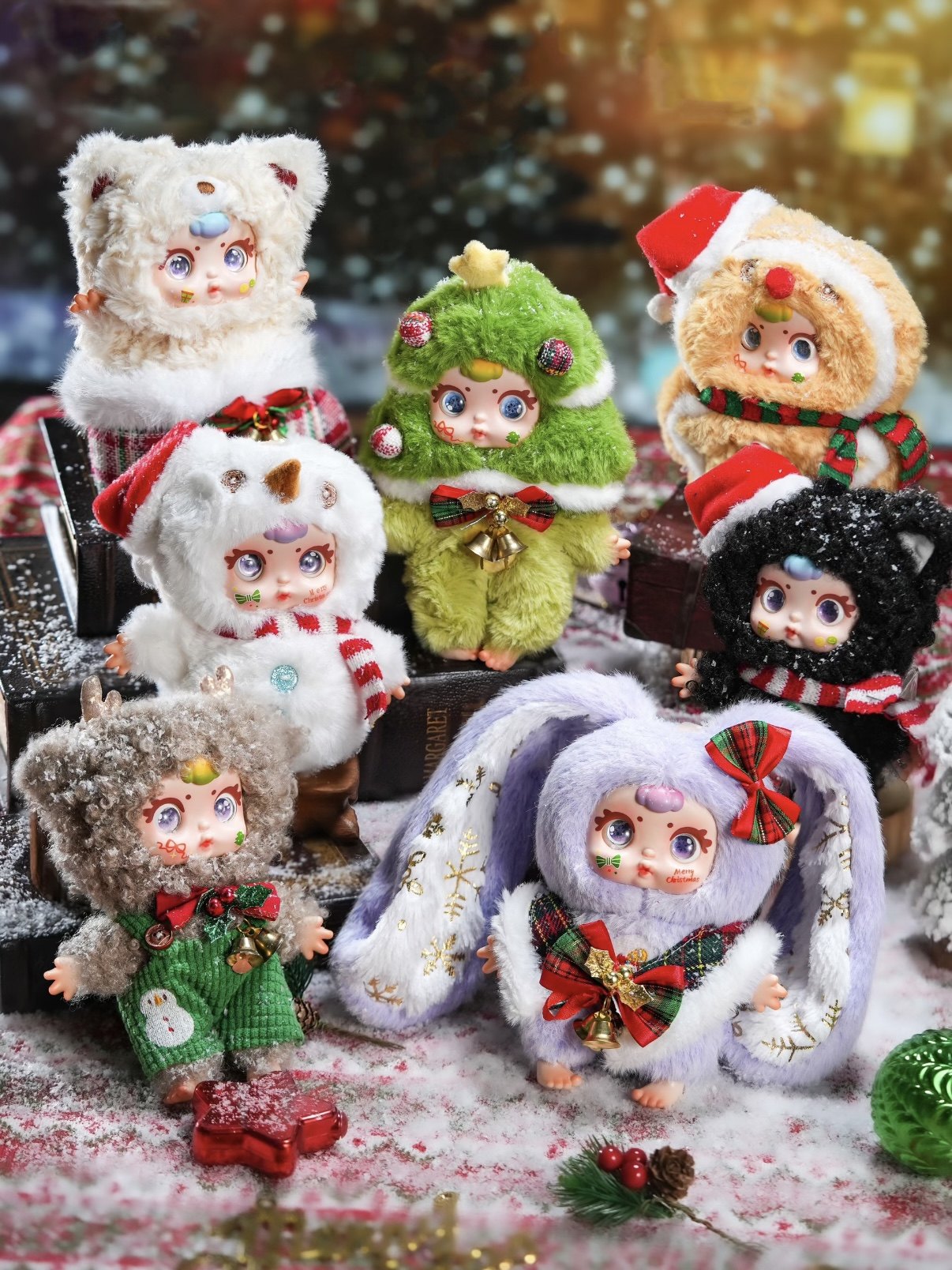 正版mm奶糖圣诞系列毛绒盲盒挂件正品带卡手办娃娃玩偶生日礼物