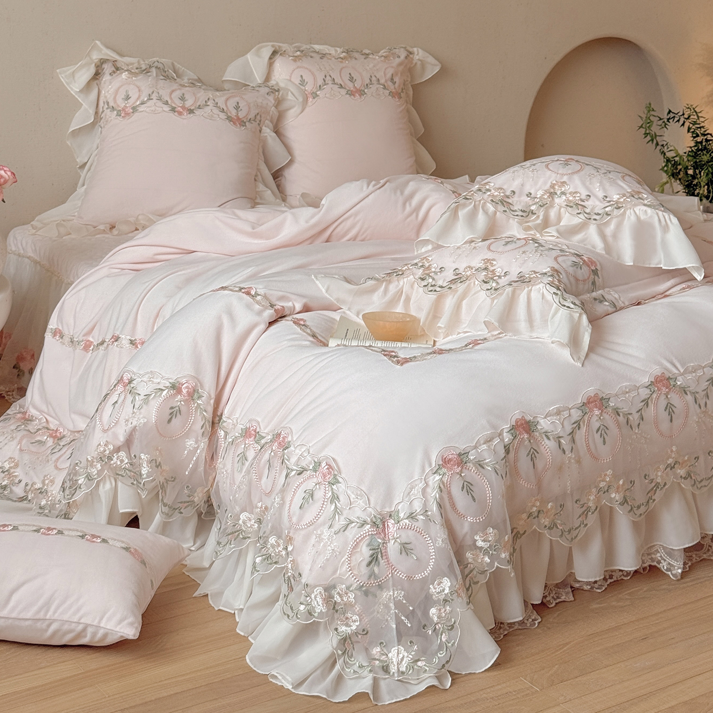 法式秋冬少女心保暖牛奶绒四件套