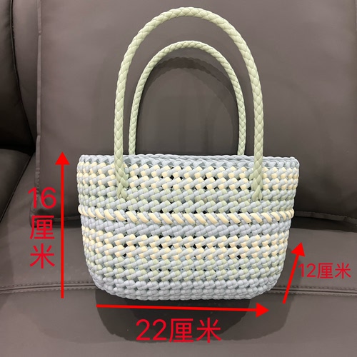 【成品】纯手工编织女士温柔马卡龙拼色手提包洋气精致百搭送礼物