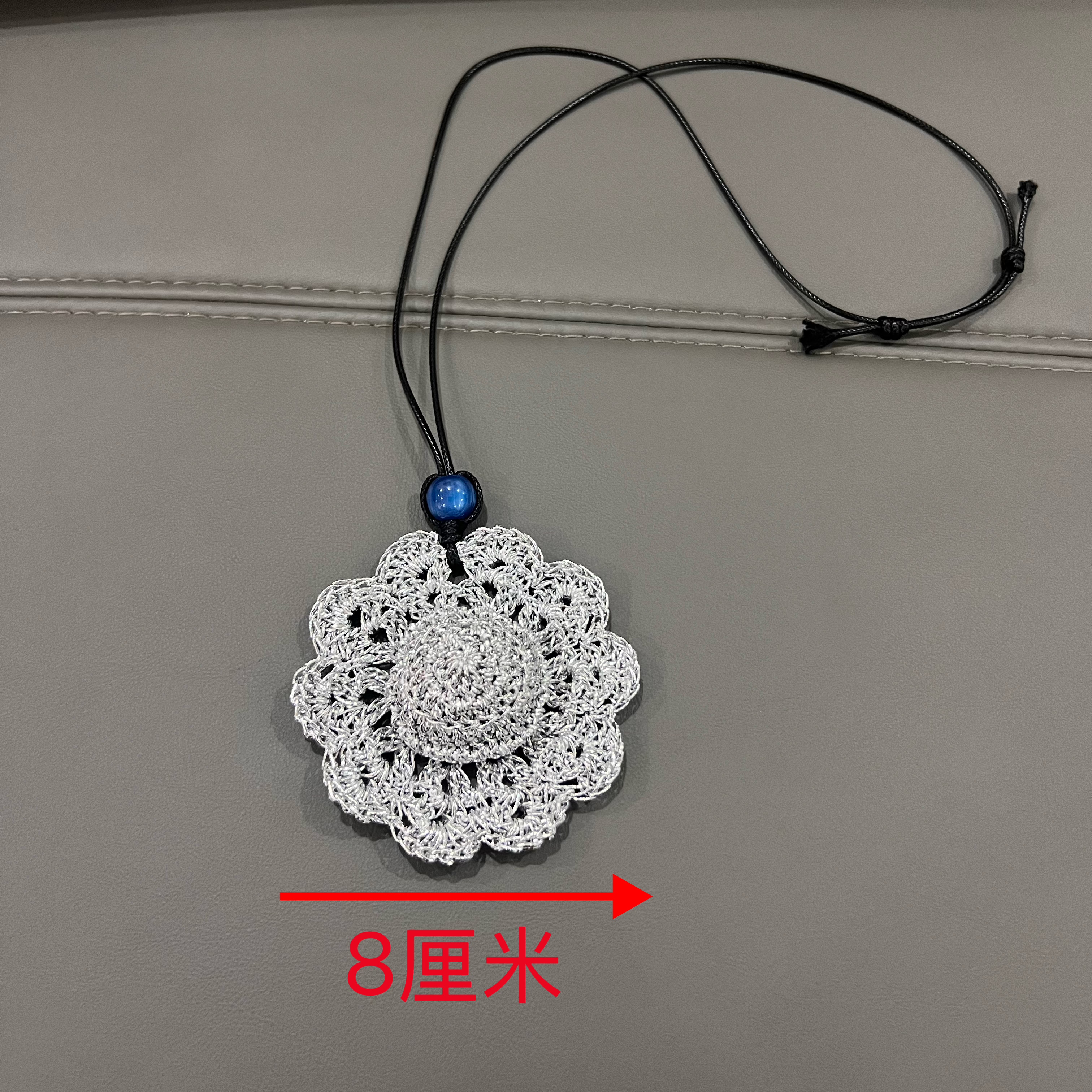 【成品】纯手工钩织银线花朵吊坠项链饰品小众轻奢镂空极简送礼物