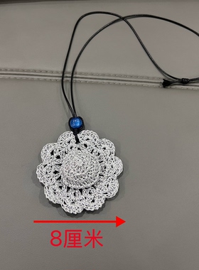 【成品】纯手工钩织银线花朵吊坠项链饰品小众轻奢镂空极简送礼物