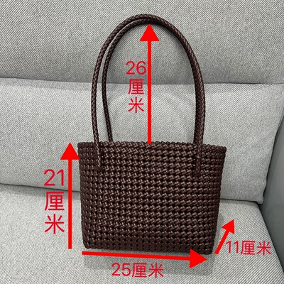 【成品】纯手工编织仿藤条单肩手提复古镂空野餐旅行休闲沙滩女包