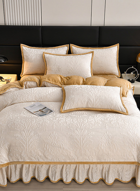 2025新款欧式雕花绒床盖四件套现代简约床上用品