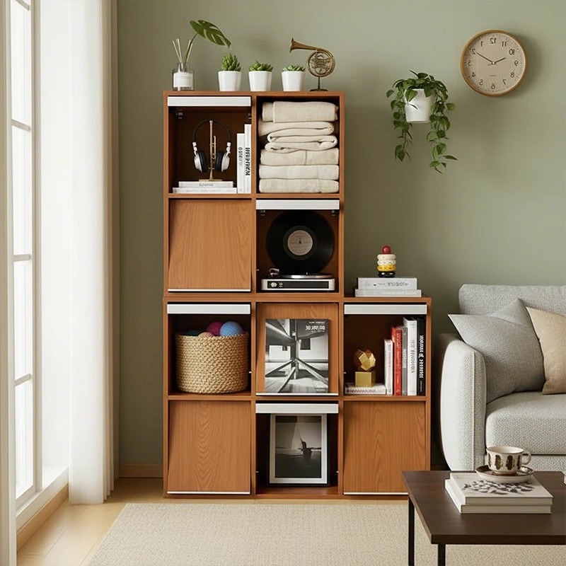 中古风实木书柜置物组合柜子客厅家用收纳储物边柜海洋板斗柜书架