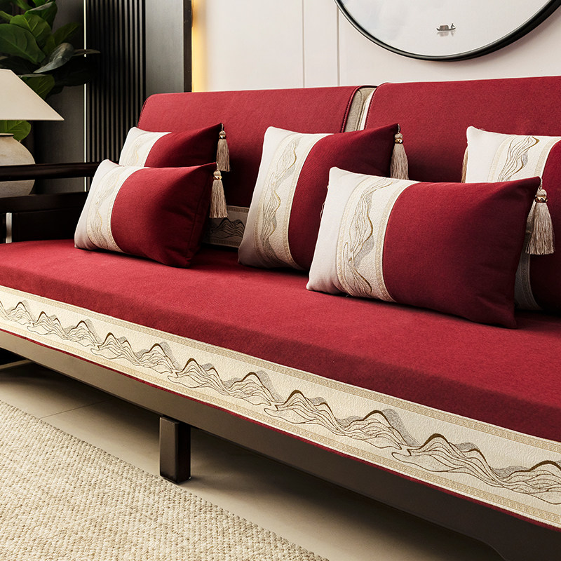 结婚沙发垫子套罩古典中国大红色防滑婚房客厅沙发盖布巾四季通用,居家布艺,沙发垫,淘宝优惠券,粉丝福利购,淘宝优惠卷