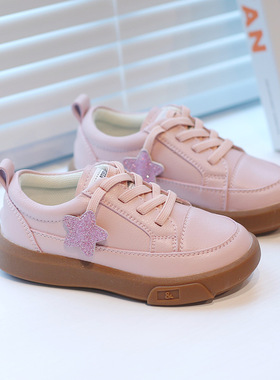 2025春新款真皮女童小白鞋儿童单鞋星星儿童休闲运动鞋小童宝宝鞋