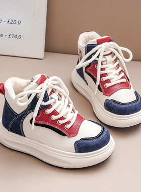 个性加绒高帮儿童运动鞋2025冬新款加厚保暖学生棉鞋女童休闲鞋