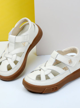 白色真皮女童凉鞋包头2026夏新款平底休闲儿童凉鞋学生单鞋透气