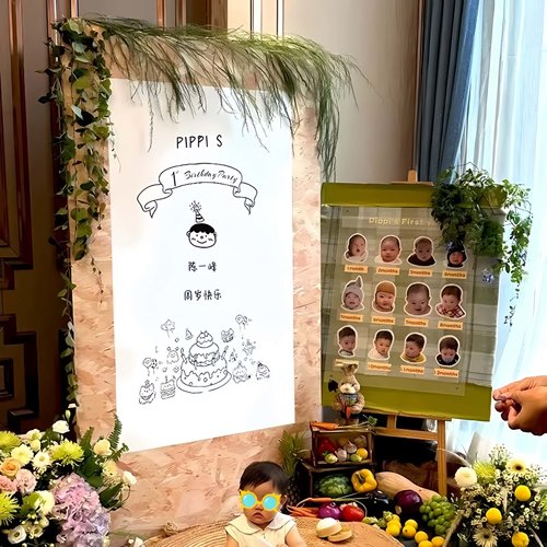 宝宝周岁生日家用布置kt板定制