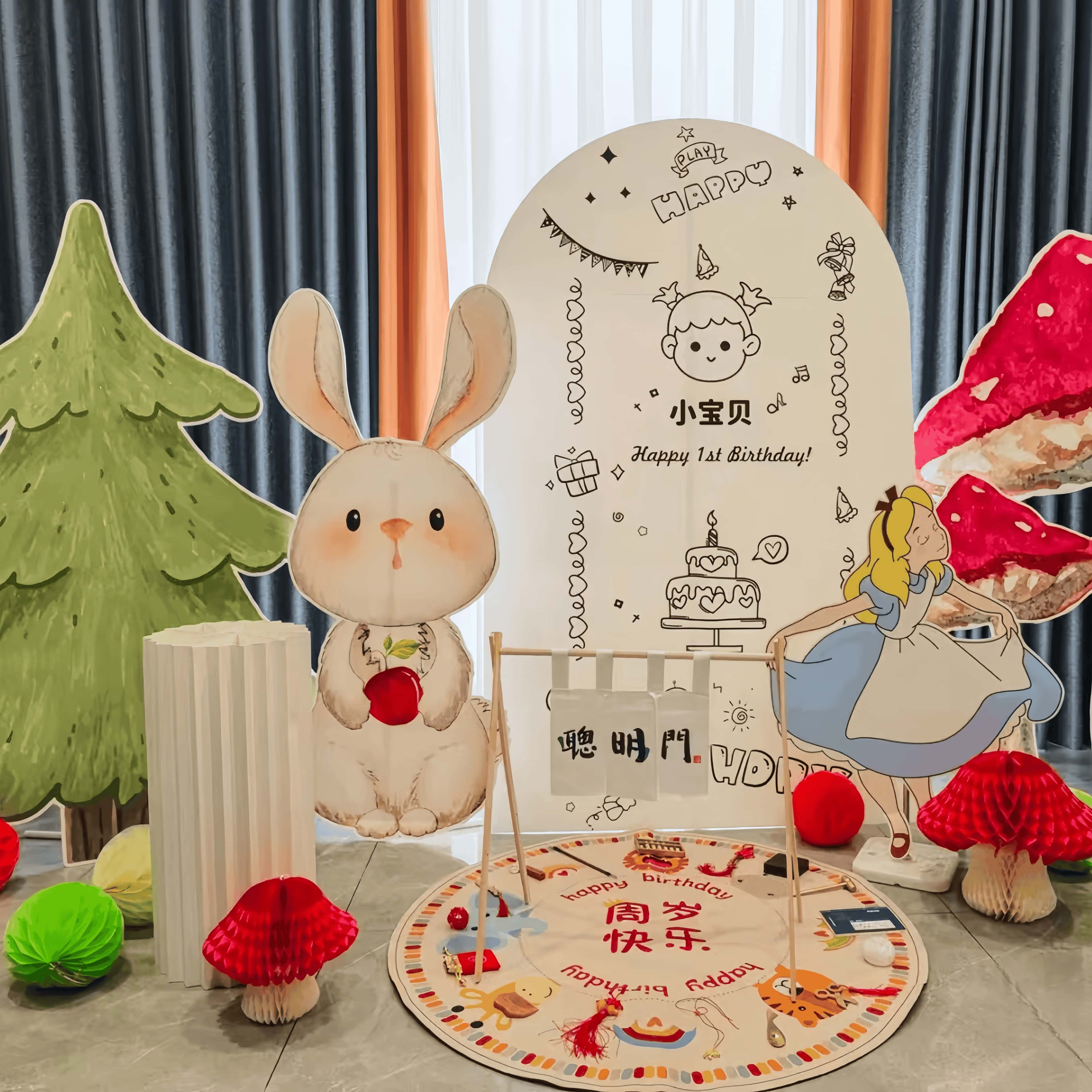 宝宝周岁生日布置背景墙kt板定制