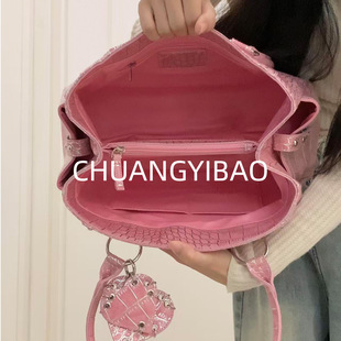 2025超火粉色冰激凌手提托特包新款时尚少女一包多用大容量斜挎包