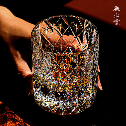 高级感星辰威士忌酒杯手工K9无铅玻璃水晶杯江户切子洋酒杯礼盒装