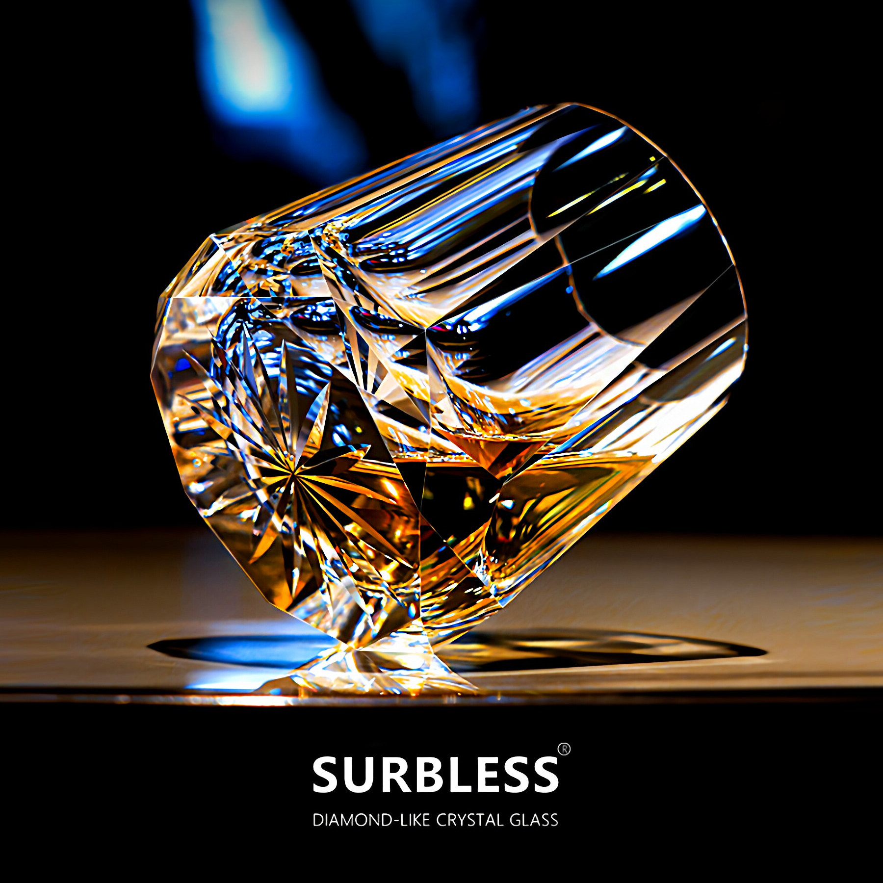 钻石面手工刻花k9无铅优质水晶酒杯洋酒杯精湛切割威士忌酒杯耐用