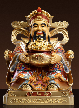 纯铜文财神爷神像家用招财摆件