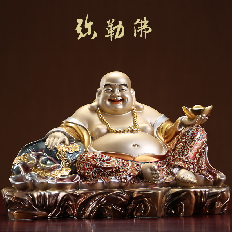 铜雕笑佛大肚弥勒佛像铜像纯铜掐丝珐琅彩绘布袋和尚客厅招财摆件