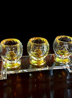 佛具用品佛前水晶供水杯供佛杯小号密宗三连杯贡杯圣水杯财神酒杯