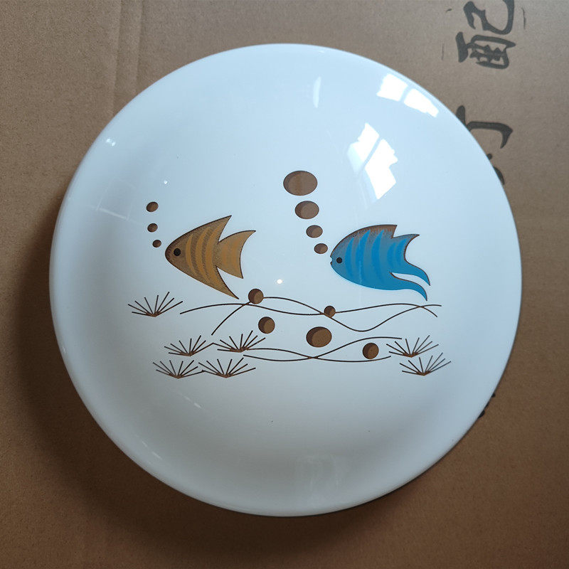 包邮新款圆形印花图案吸顶灯罩配件高透灯罩客厅卧室阳台灯具外壳